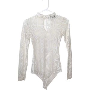 SALE 10% OFF 🤍 WHITE MESH BODYSUIT WITH DESIGN